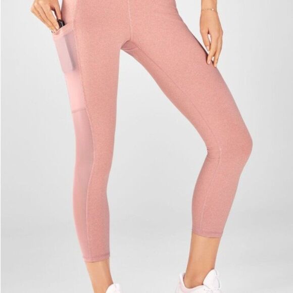 Fabletics On-The-Go PowerHold High-Waisted Rosebloom Heather Capri Leggings 0685 - Picture 2 of 15